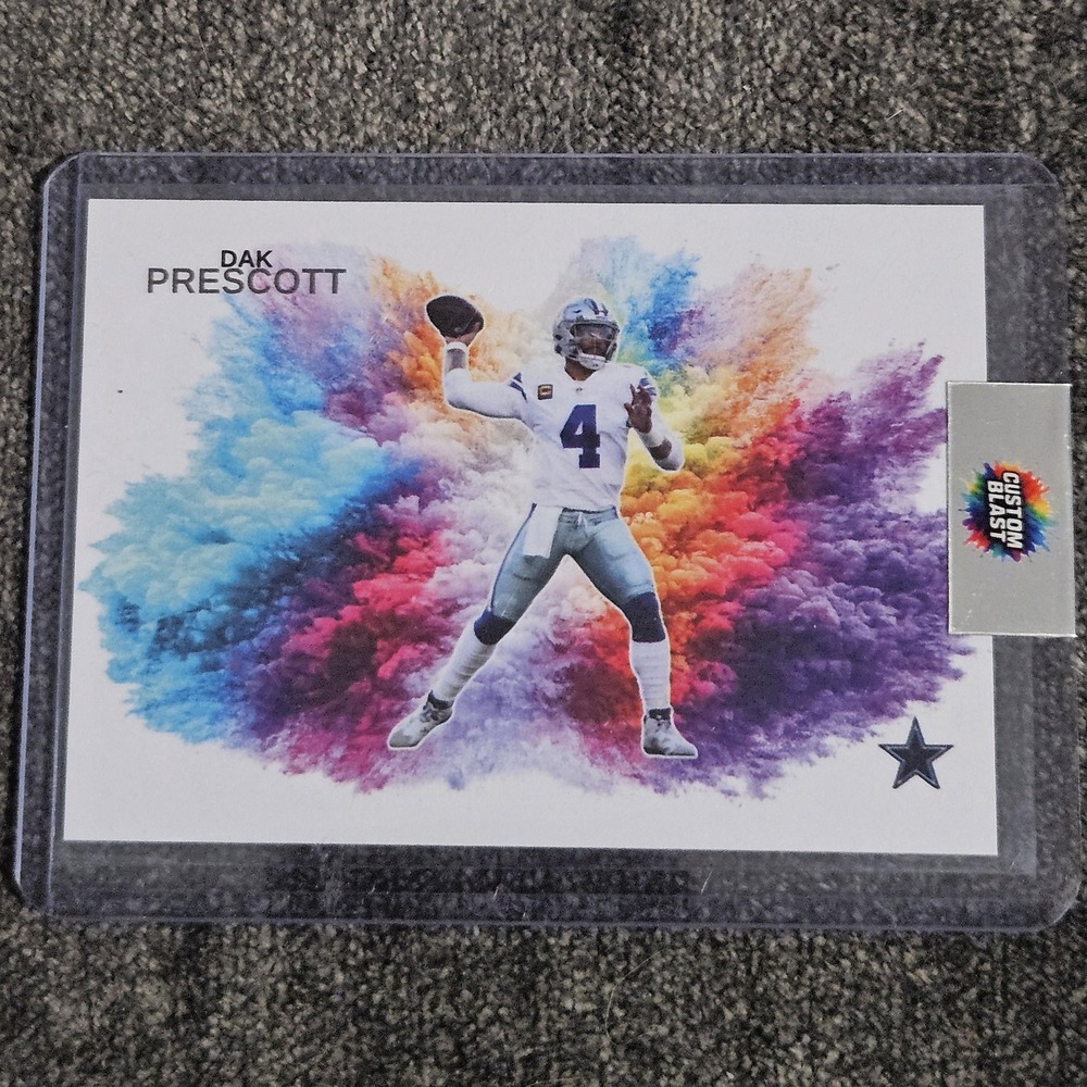 Dak Prescott CUSTOM Color Blast Football Card Dallas Cowboys